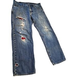 Old Navy Loose Fit Flannel-lined Jeans Mens 32x28‎ Distressed Grunge